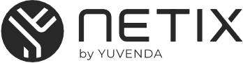 Netix logo with a circular abstract icon and text reading 'by YUVENDA'.